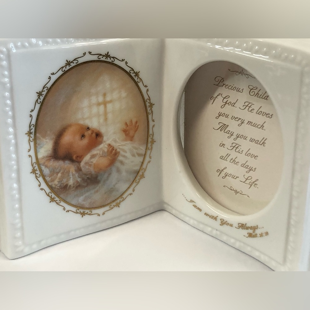 Roman Porcelain Baby Photo Frame Gods Treasure Prayer Religious